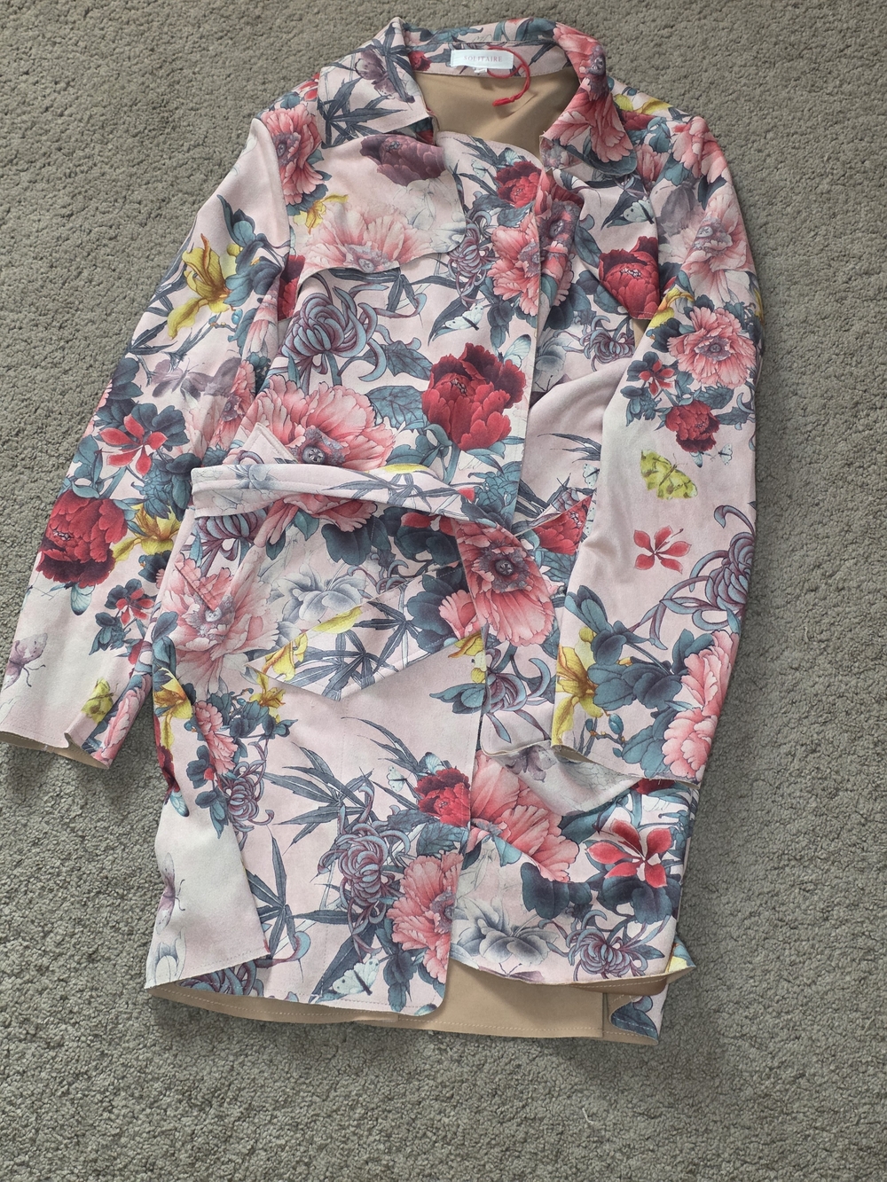 Solitaire Pink Floral Trench Coat